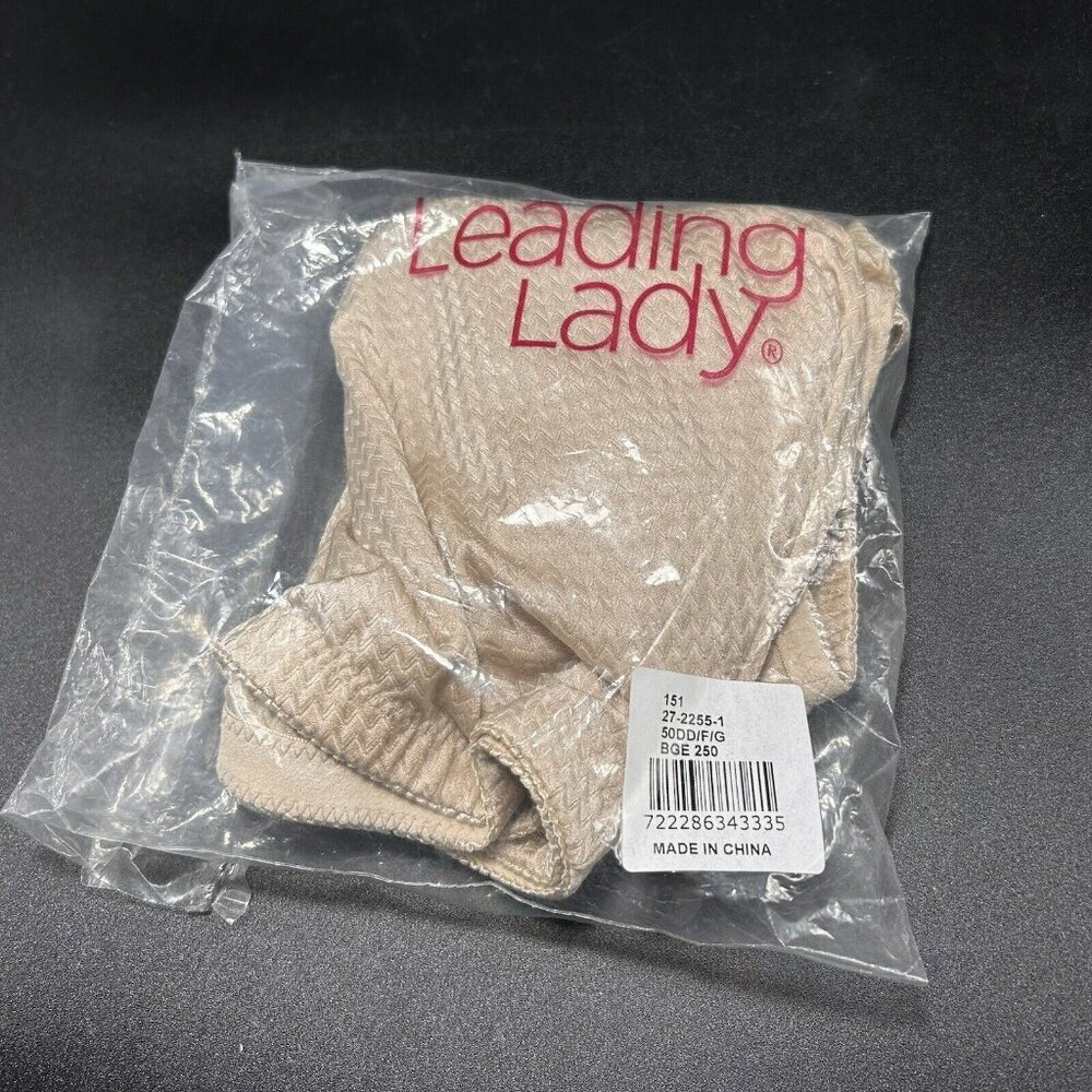 New Leading Lady Bra Women's 50DD Beige Wireless Hook & Eye Style 151